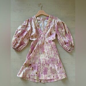 Alexis Puff Sleeve Side Cut Out Mini Dress